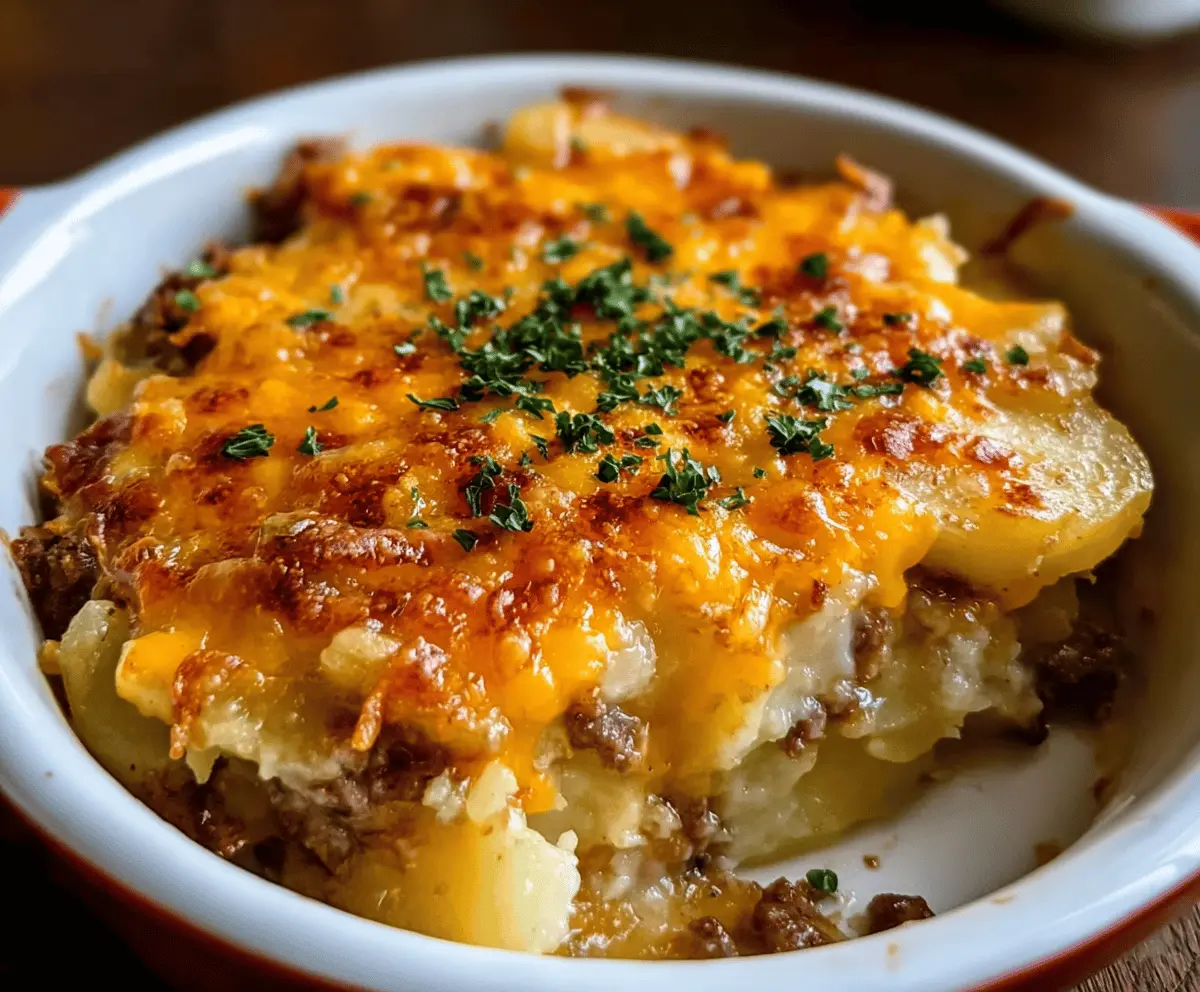 Easy Slow Cooker Steak and Cheddar Potato Casserole