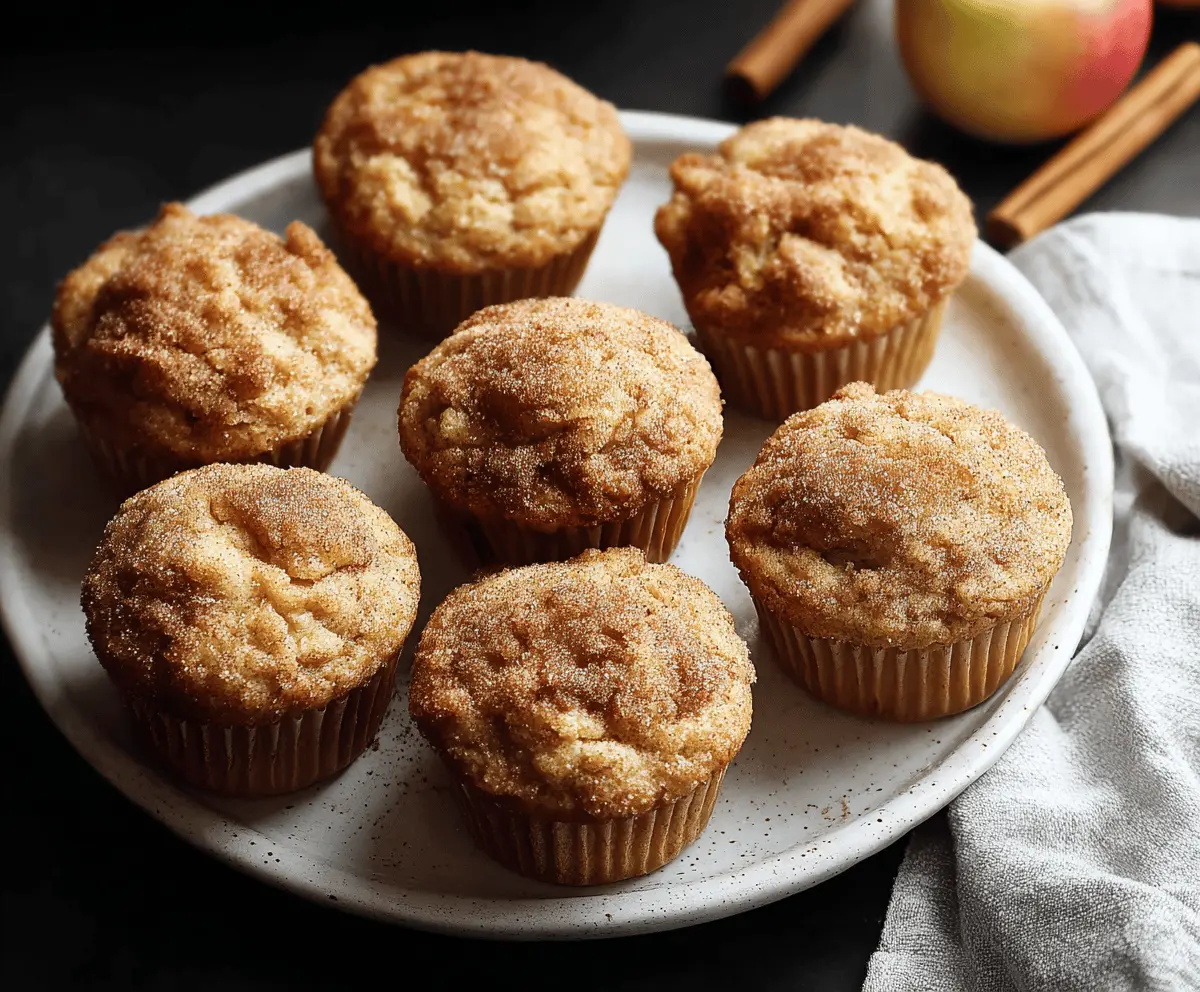 Freshly baked apple cinnamon muffins with golden tops and cinnamon swirl, perfect for breakfast or snacks.