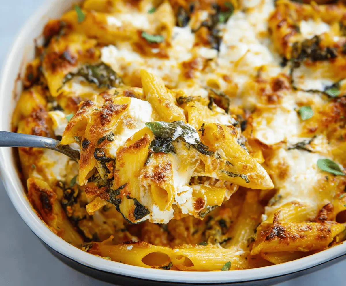Cheesy Pumpkin Ricotta Pasta Bake