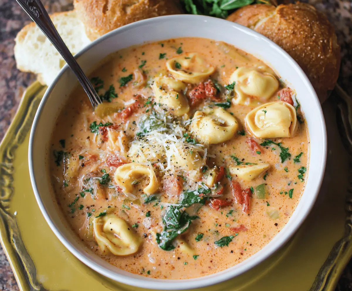 Creamy Tuscan Garlic Tortellini Soup