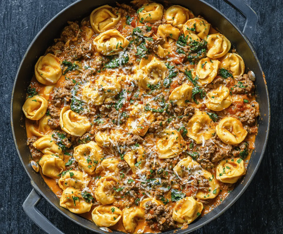 Garlic Butter Beef and Spinach Tortellini