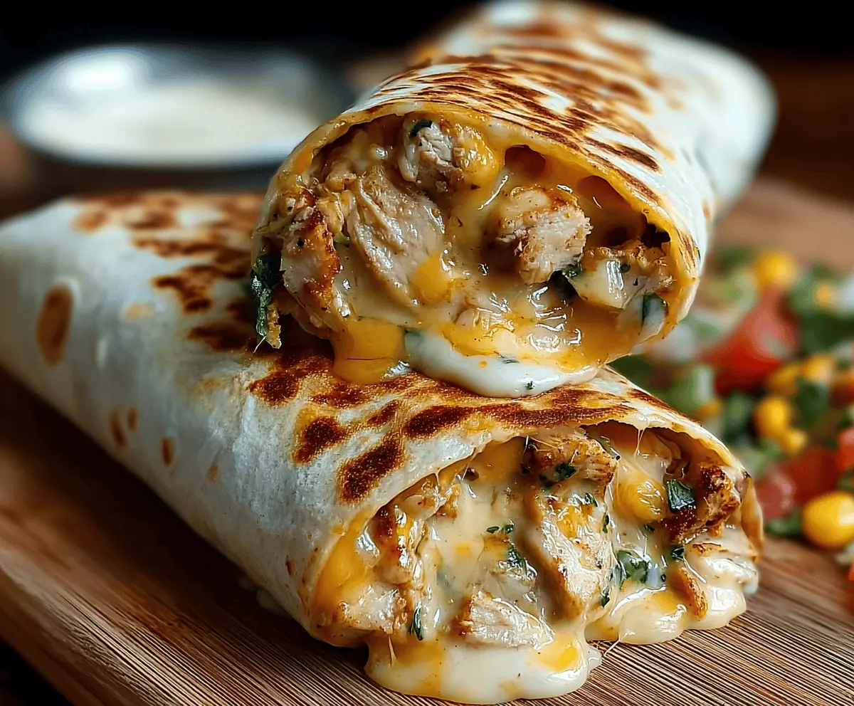 Ooey-Gooey Cheesy Garlic Chicken Wraps