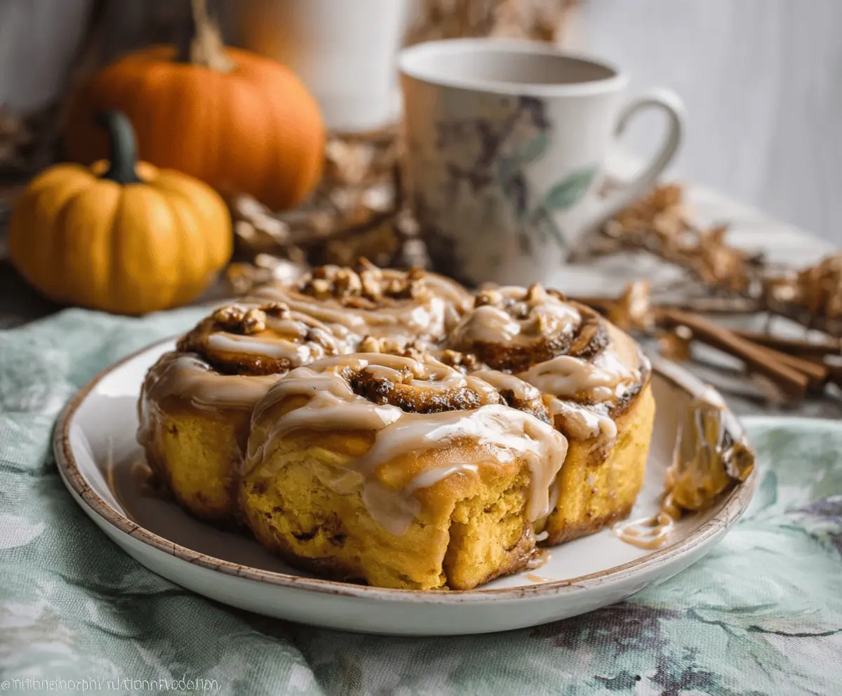 Pumpkin Cinnamon Rolls with Coffee Maple Frosting