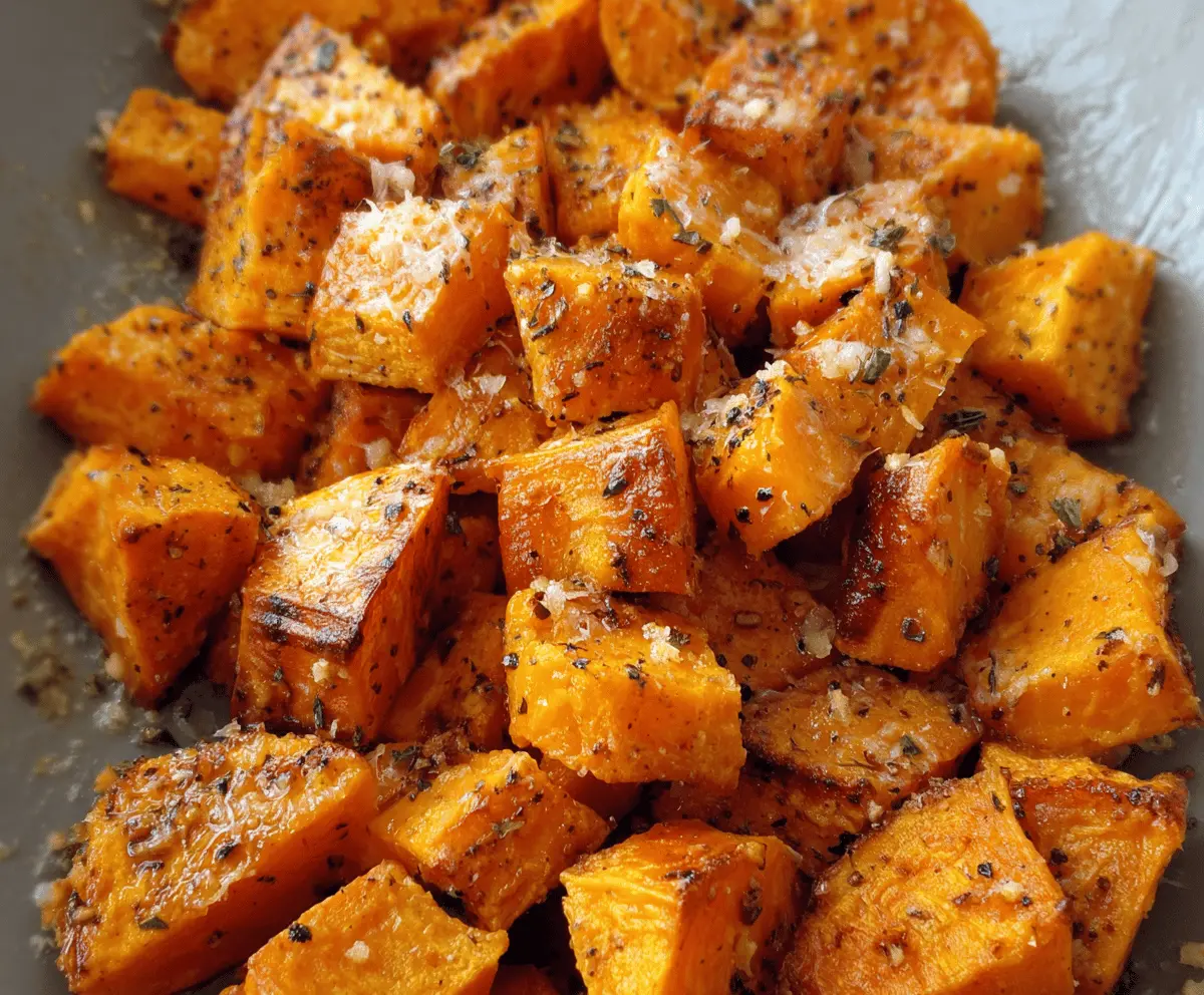 Roasted Sweet Potatoes with Garlic and Parmesan