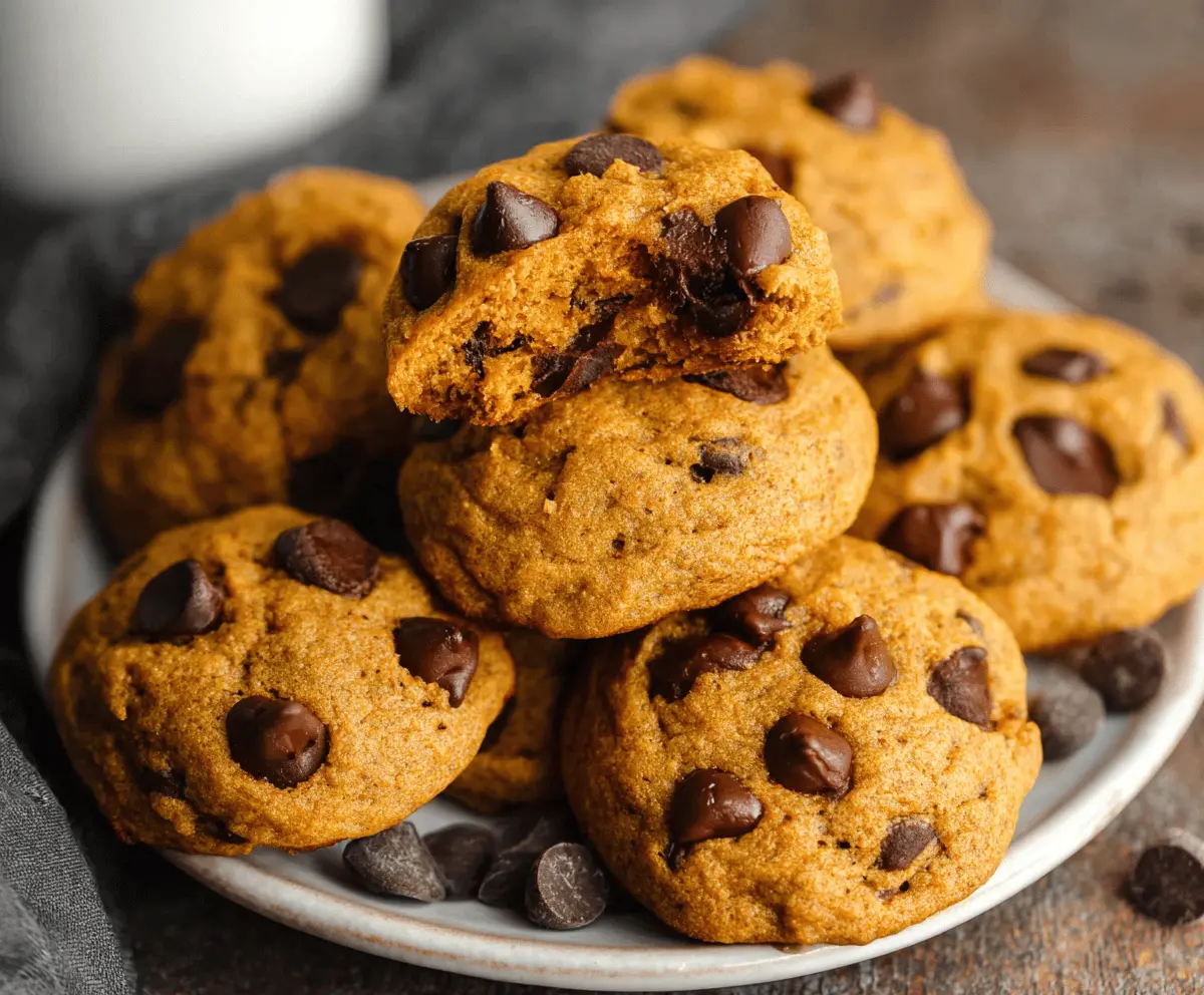 Soft & Gooey Pumpkin Chocolate Chip Cookies