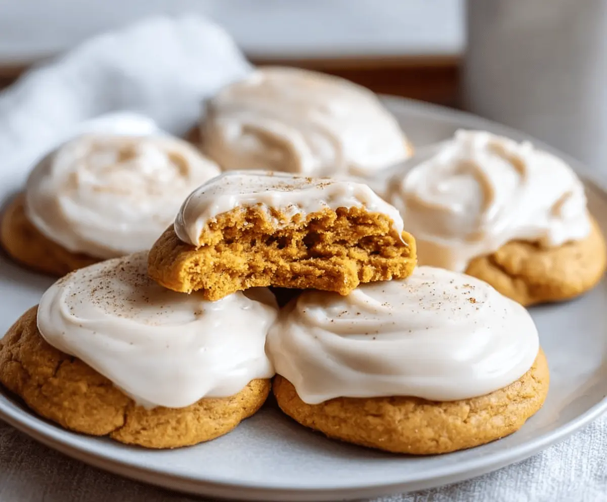 Soft Pumpkin Cookies with Cinnamon Frosting