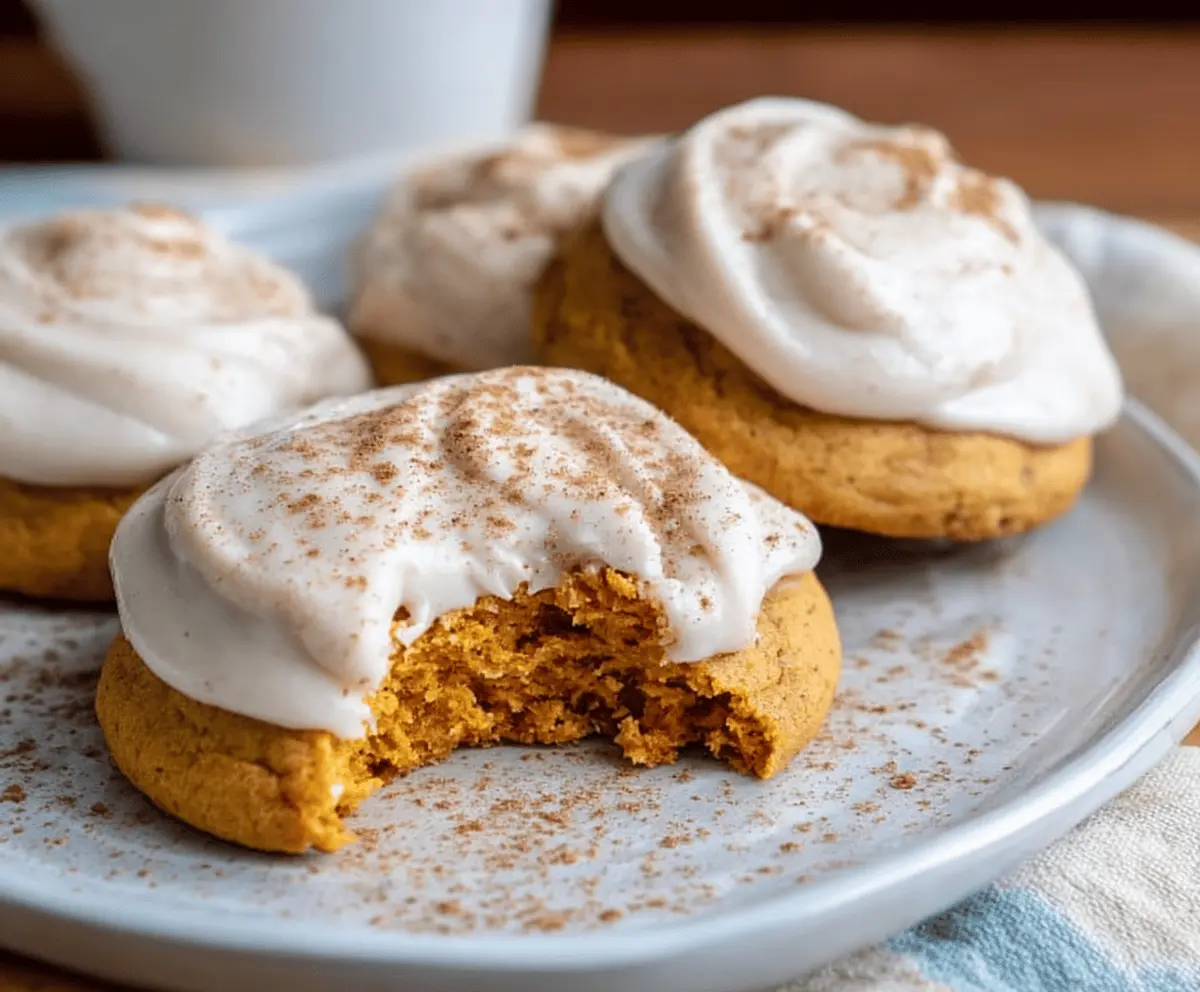 Delicious soft pumpkin cookies topped with creamy cinnamon frosting, perfect for fall desserts and seasonal treats