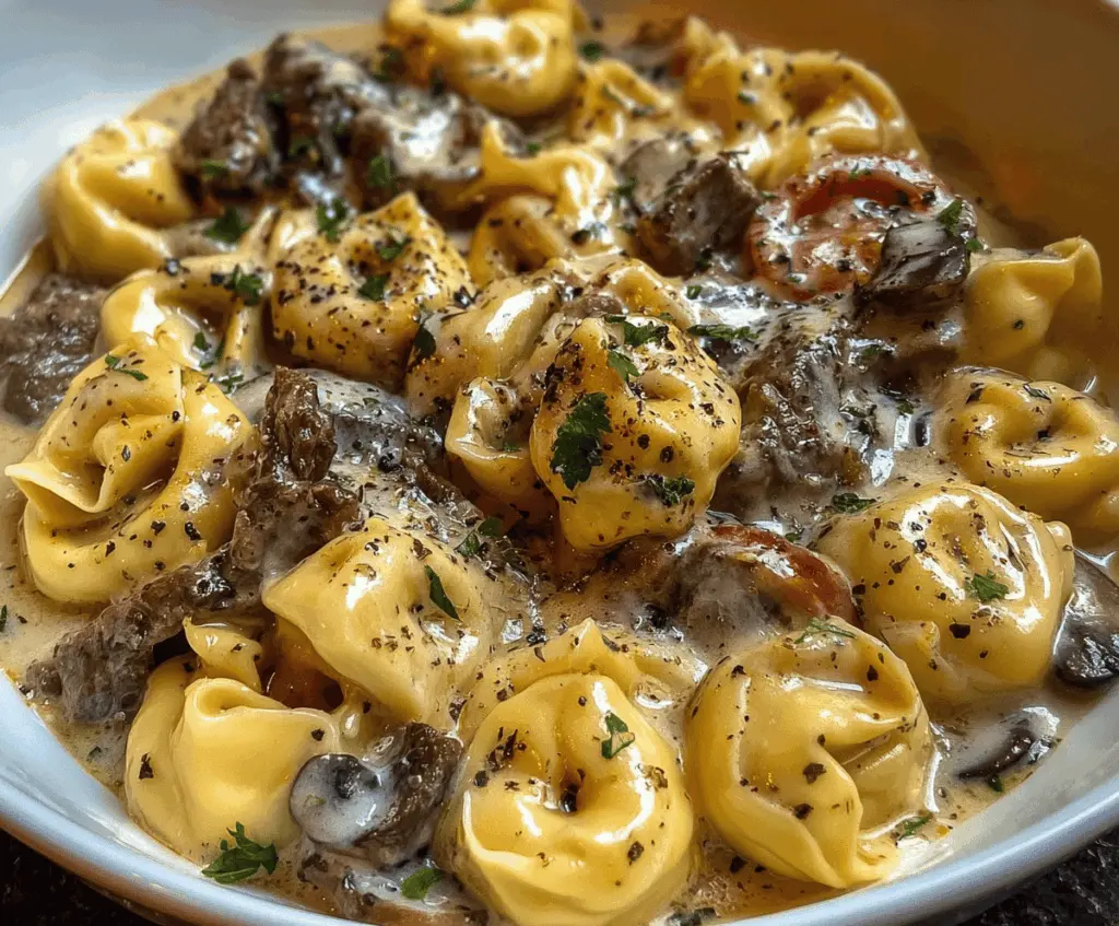 Creamy Cheesesteak Tortellini in Provolone Sauce