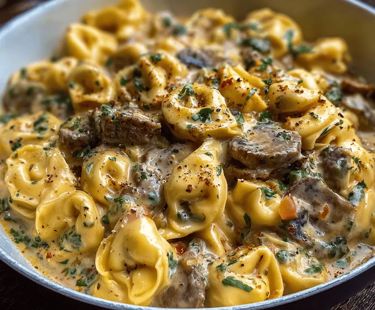 Creamy Cheesesteak Tortellini in Provolone Sauce