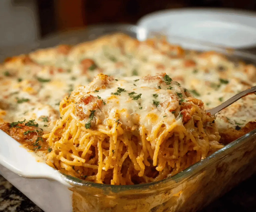Creamy Southern Spaghetti Bake