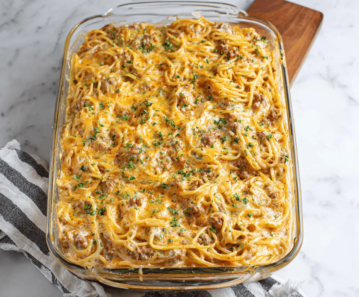 Creamy Southern Spaghetti Bake