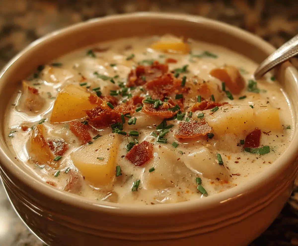 Creamy Crock Pot Crack Potato Soup served in a bowl with cheese, bacon, and green onions, ready to enjoy