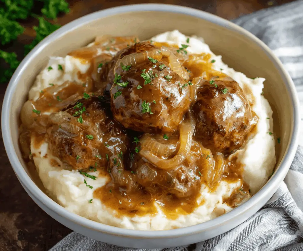 Crockpot French Onion Meatballs