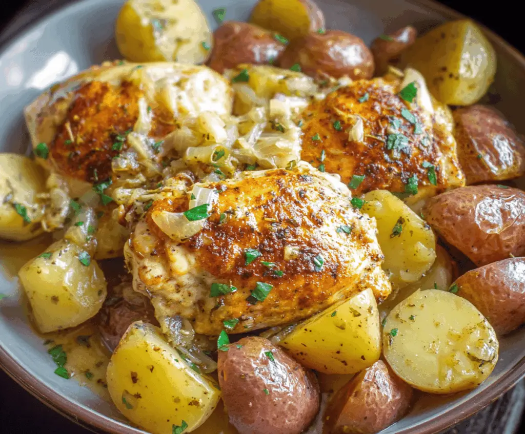 Garlic Parmesan Crockpot Chicken and Potatoes