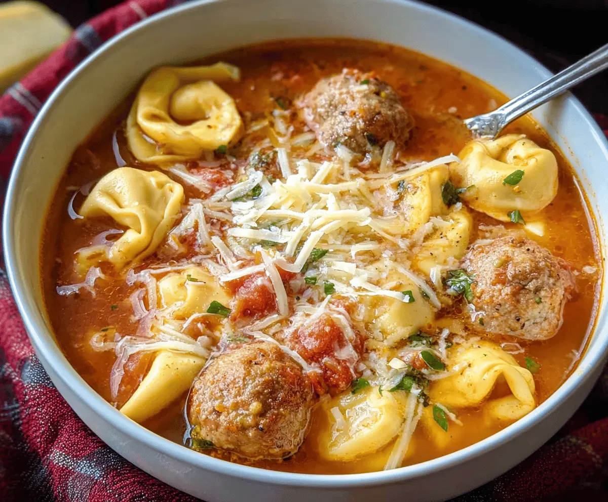 Meatball Soup With Cheese Tortellini