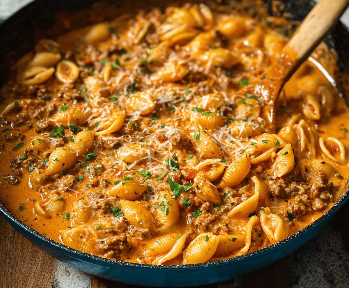 One-Pot Creamy Beef and Shell Pasta Recipe
