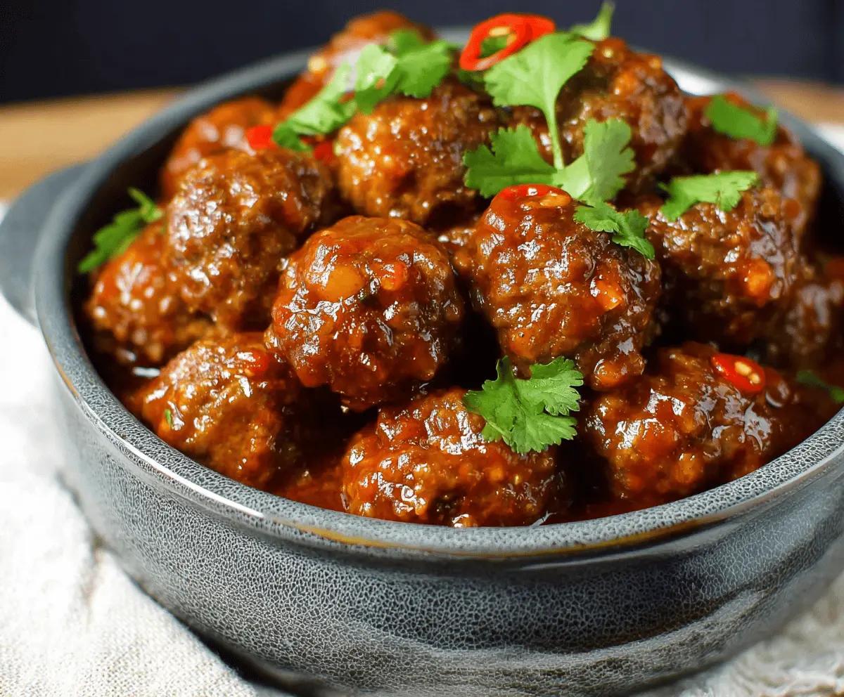 Delicious sweet chili meatballs cooked in a crockpot, perfect for a flavorful appetizer or dinner