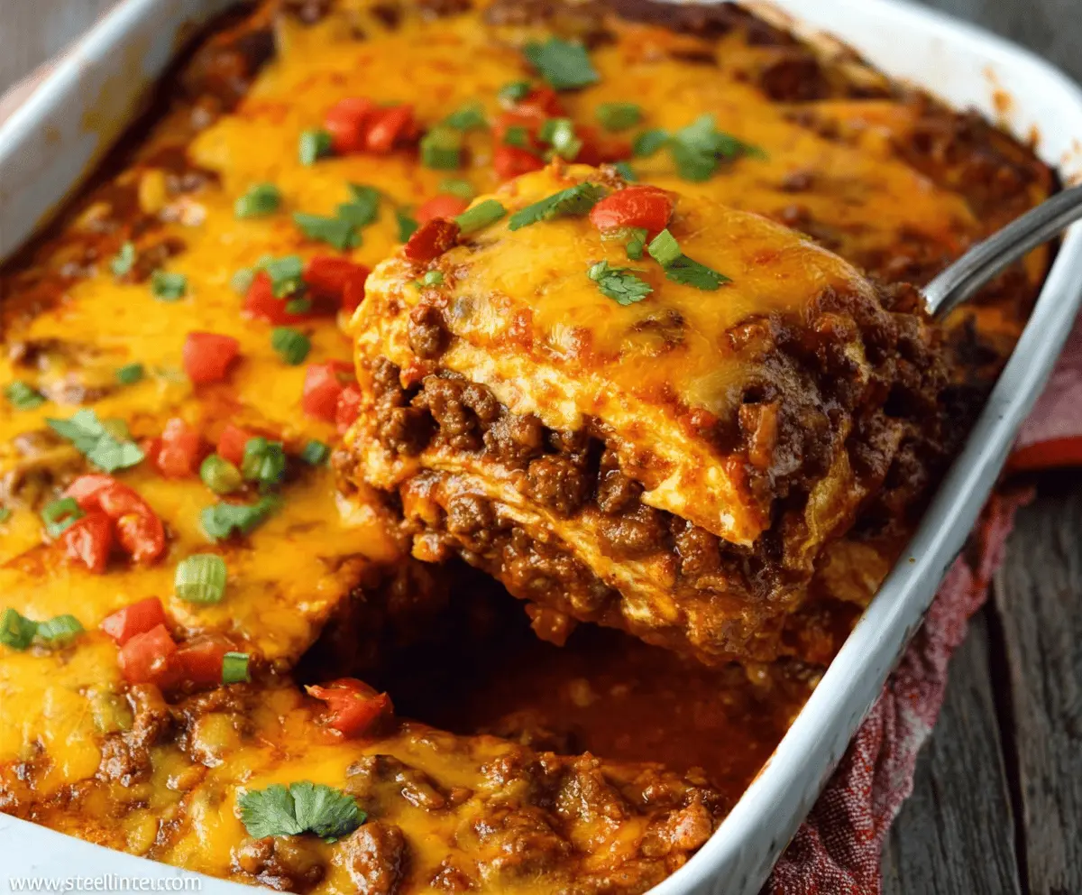The BEST Beef Enchilada Casserole