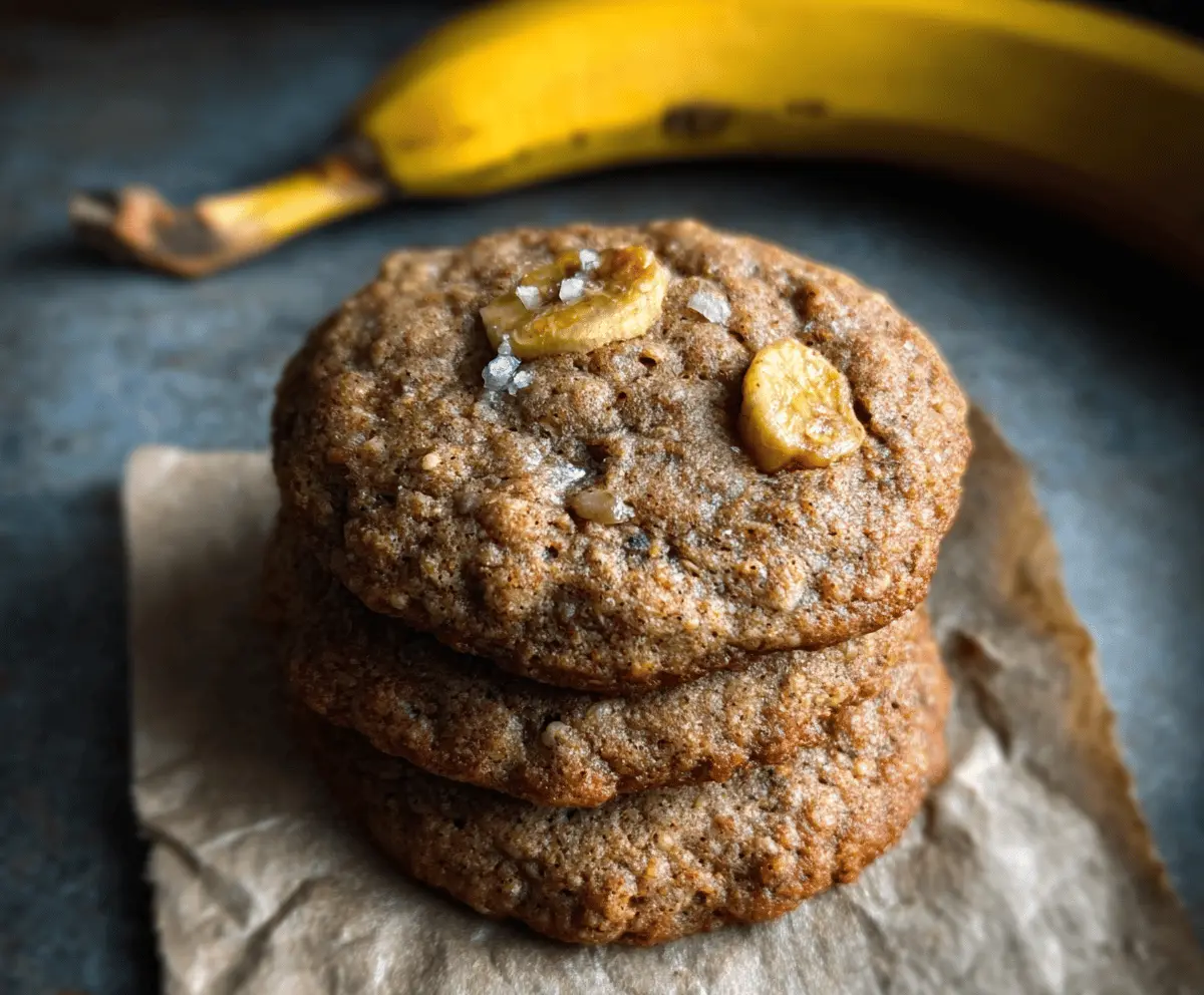 Delicious homemade banana bread cookies with walnuts and chocolate chips on a rustic wooden surface, perfect for a sweet snack or dessert.