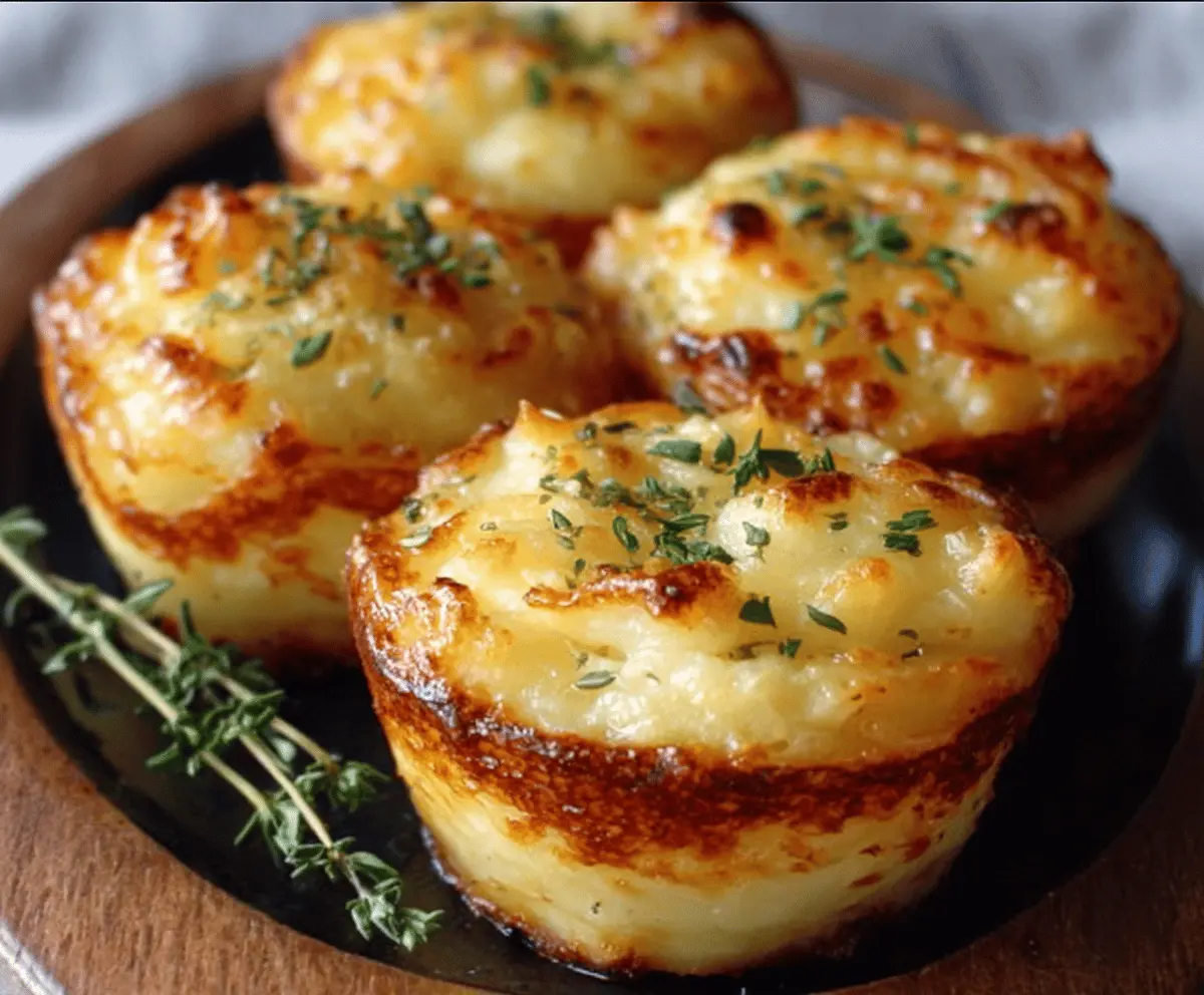 Delicious cheesy mashed potato puffs topped with melted cheese, perfect as a savory appetizer or snack.