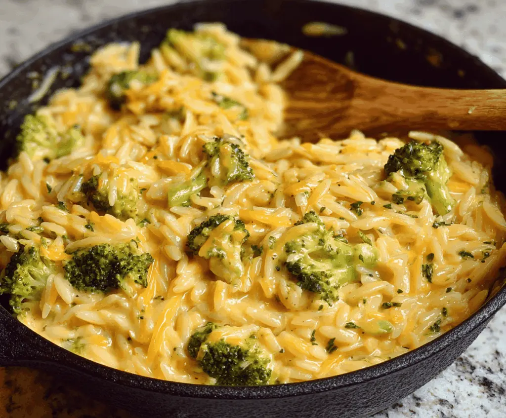 creamy one pot broccoli cheddar orzo quick delicious
