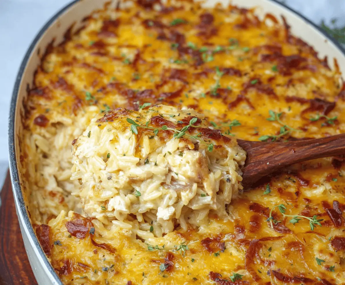Easy French Onion Chicken Orzo Casserole Recipe