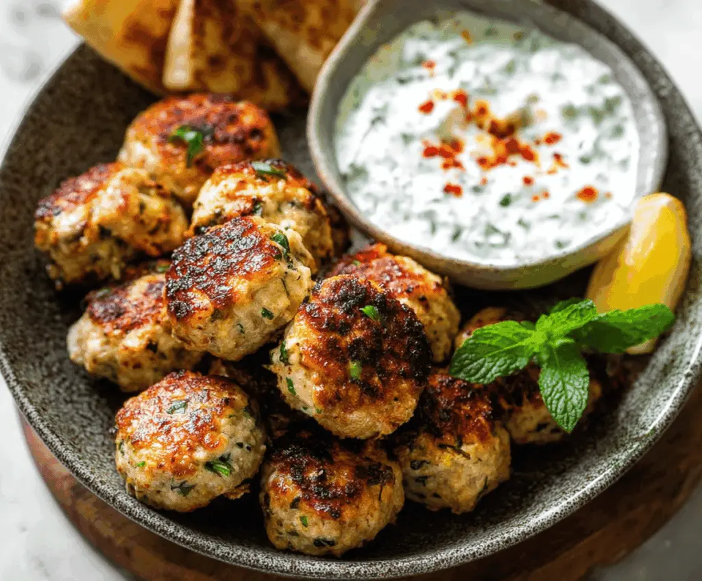 Greek Turkey Meatballs with Tzatziki
