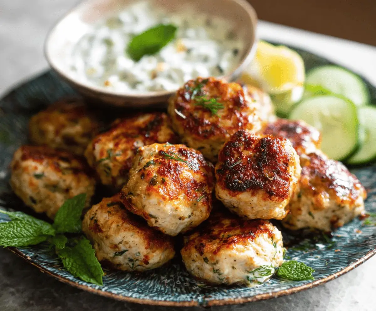 Greek Turkey Meatballs with Creamy Tzatziki Sauce Recipe