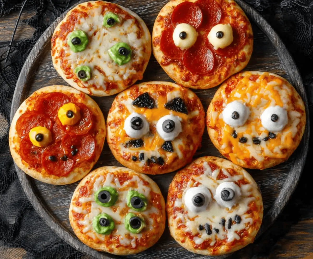 Halloween Mini Pizzas: Easy Kid-Decorated Eyeball Snacks