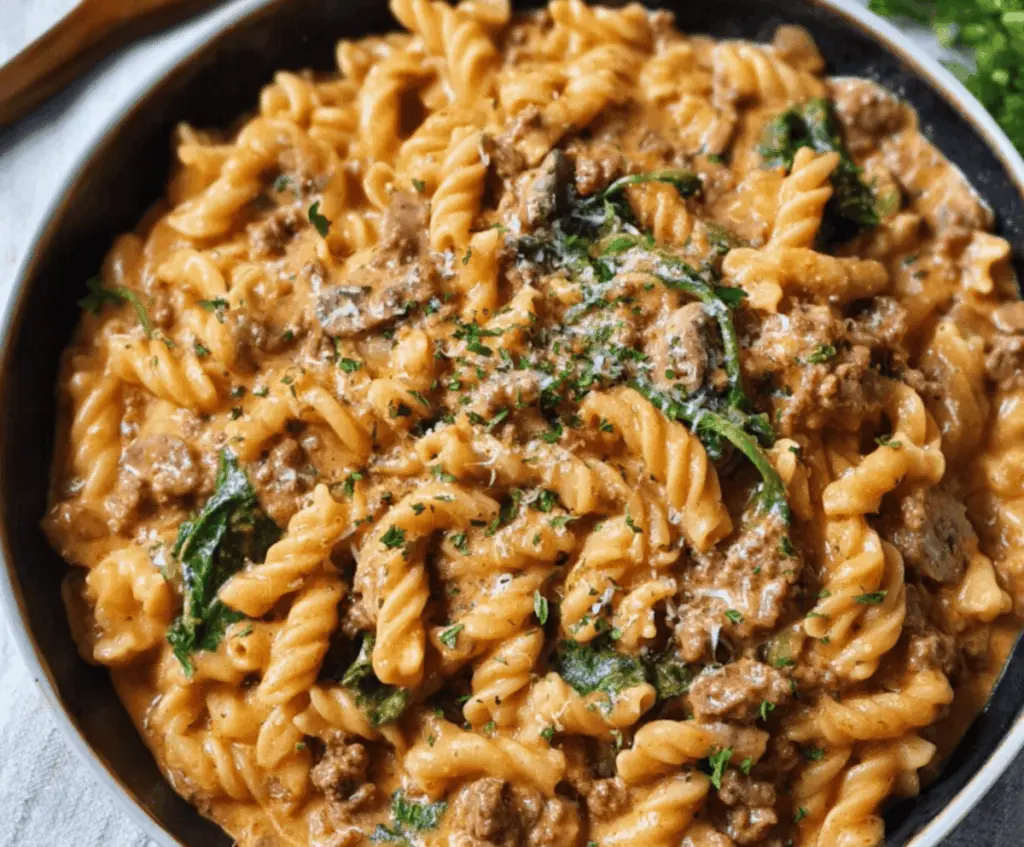 high protein creamy beef pasta recipe for quick weeknight dinners