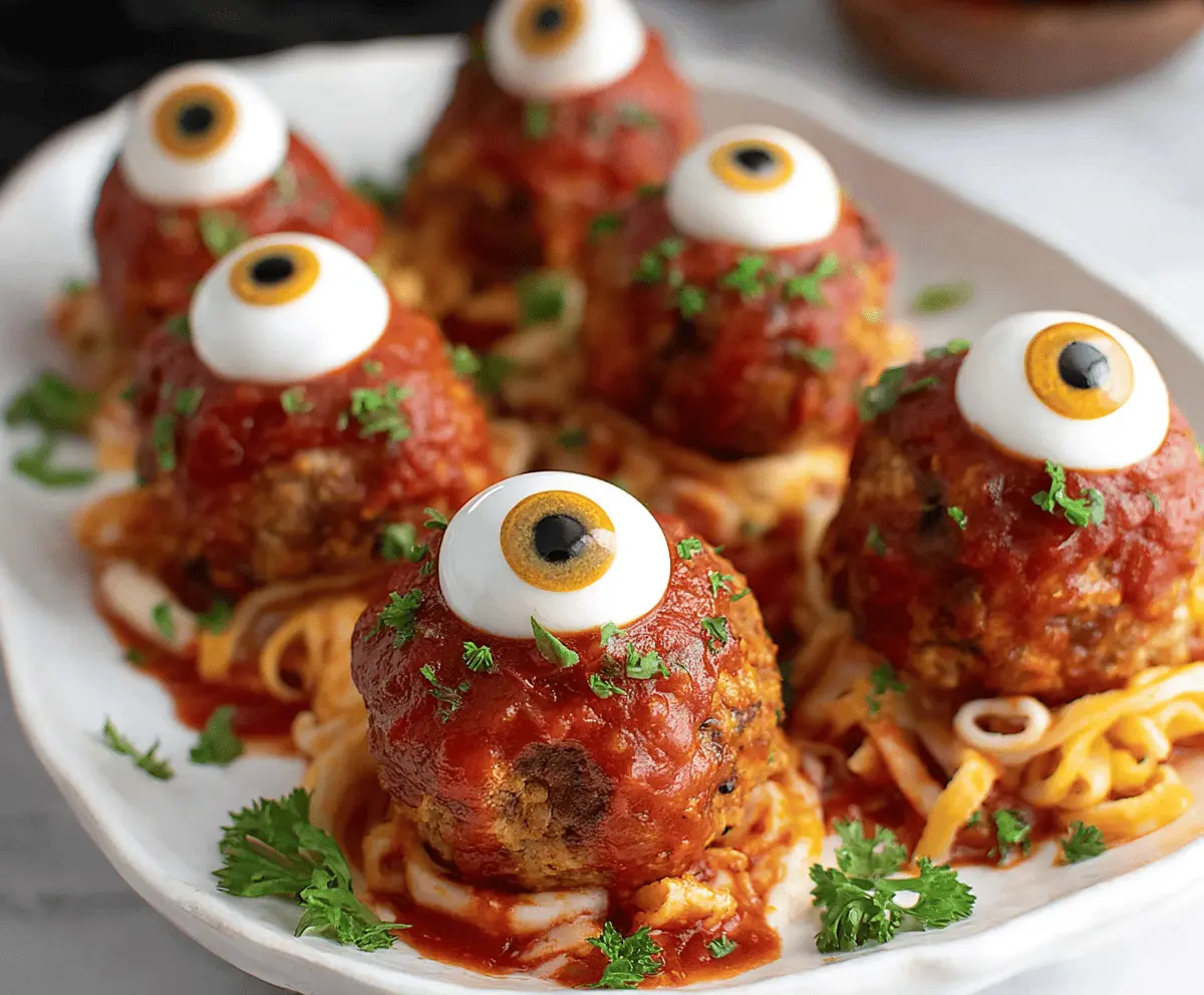 Keto Monster Eyeball Meatballs Recipe – Spooky Party Snack