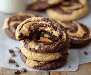 Delicious peanut butter brownie swirl cookies with a rich, gooey center and a crispy edge, perfect for dessert lovers