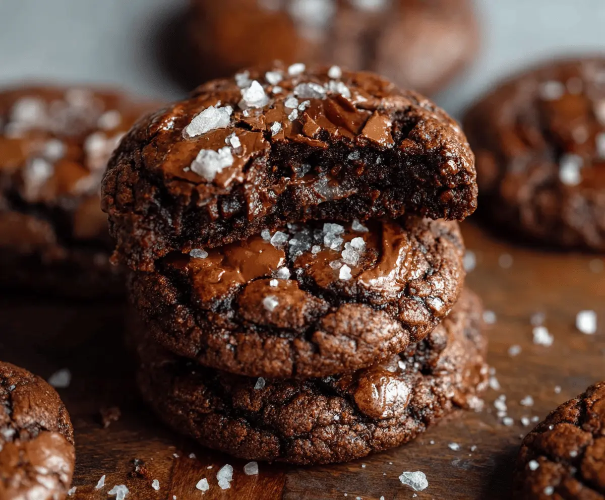 Delicious salted brownie cookies with a rich, fudgy texture and a sprinkle of sea salt on top, perfect for chocolate lovers.