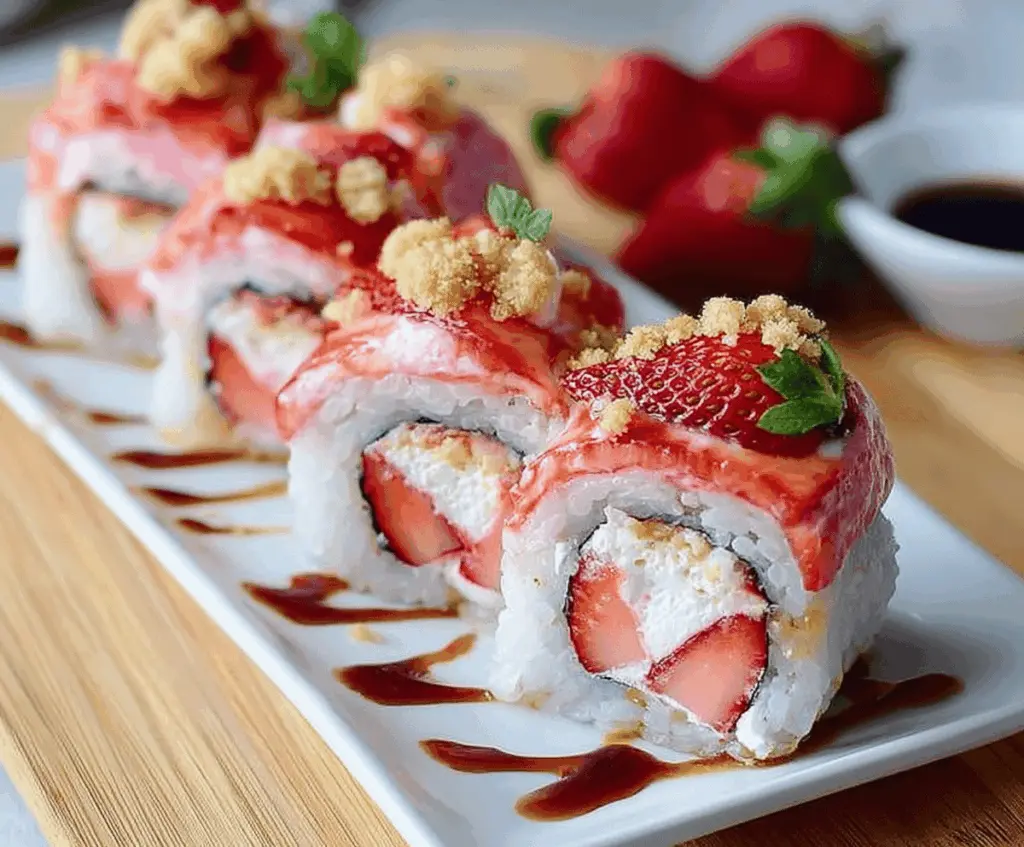 Strawberry Shortcake Sushi Rolls