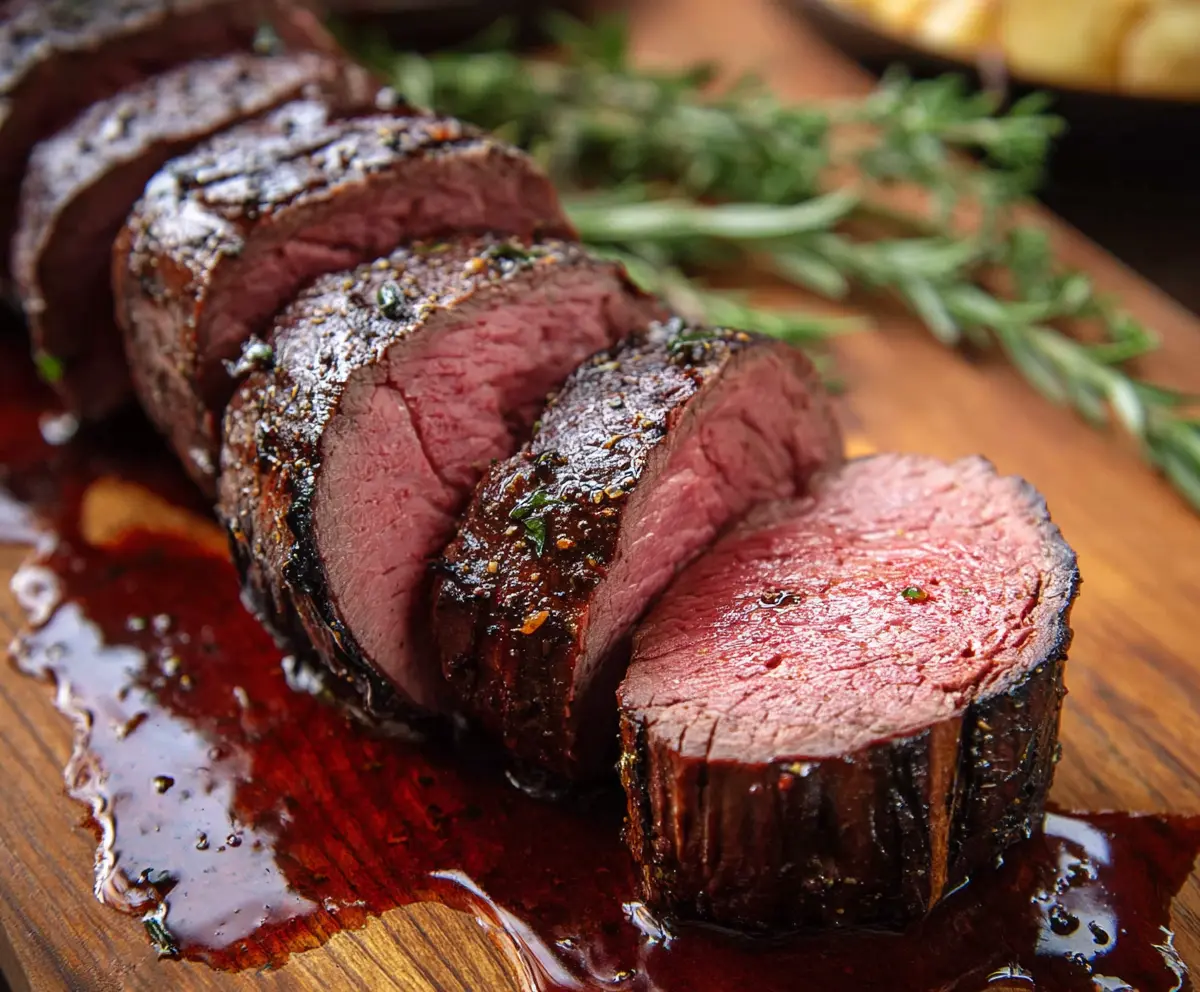 Juicy and tender beef tenderloin cooked to perfection for a special dinner.