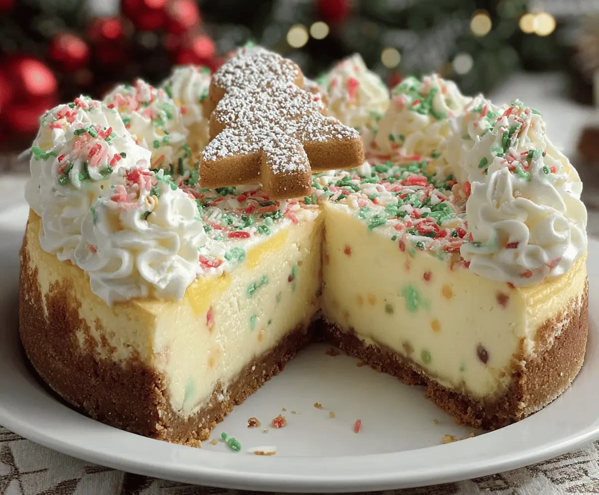 Easy Christmas Sugar Cookie Cheesecake