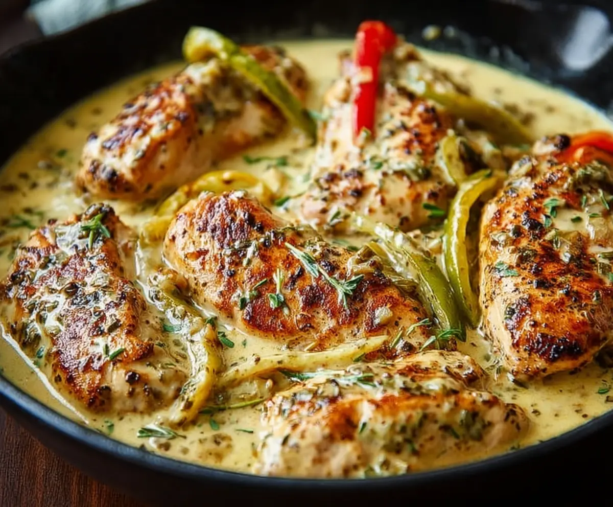Easy Creamy Pepperoncini Chicken Skillet