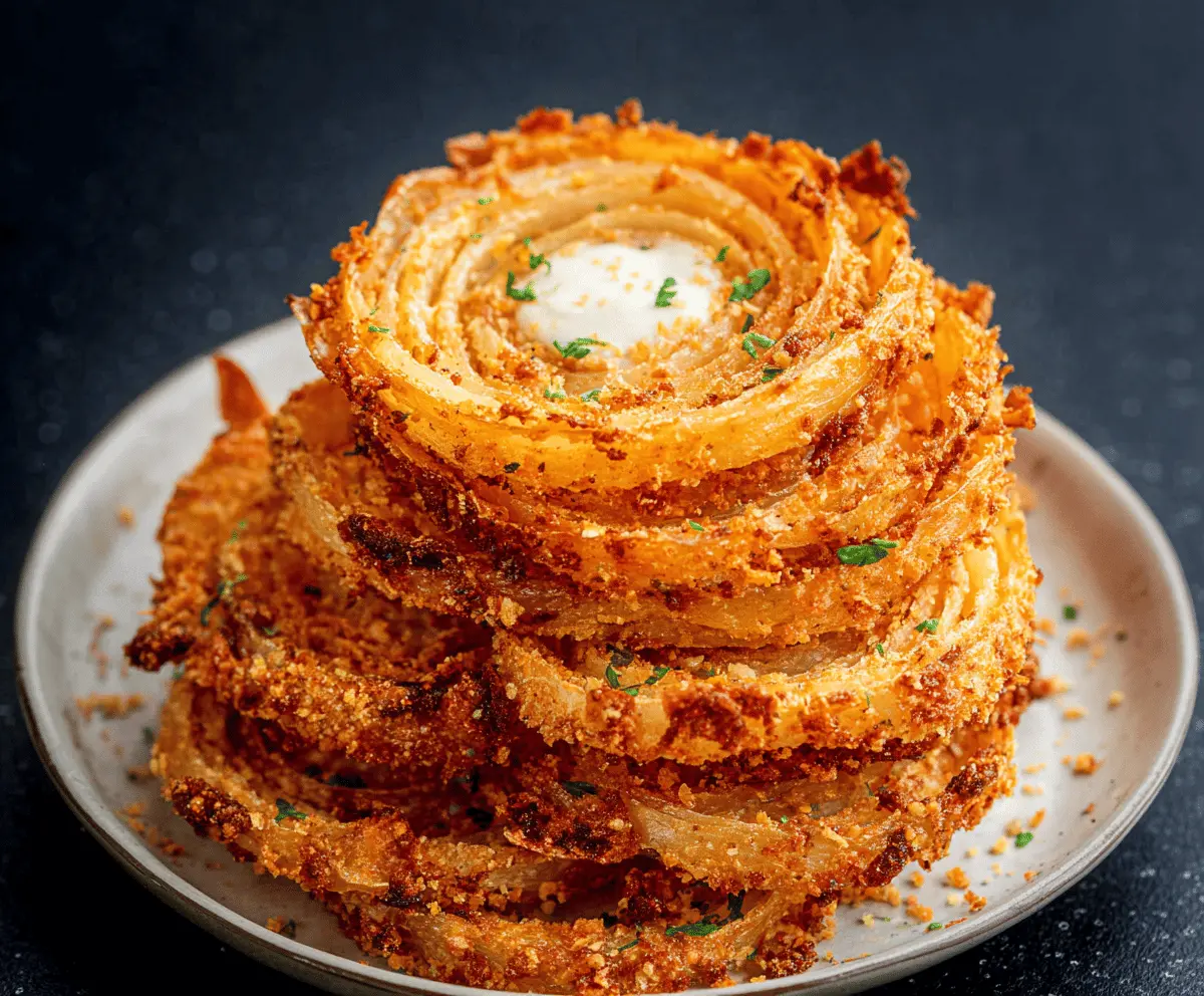 Crispy Parmesan Onion Ring Chips on a plate, golden and crunchy, perfect snack or appetizer.