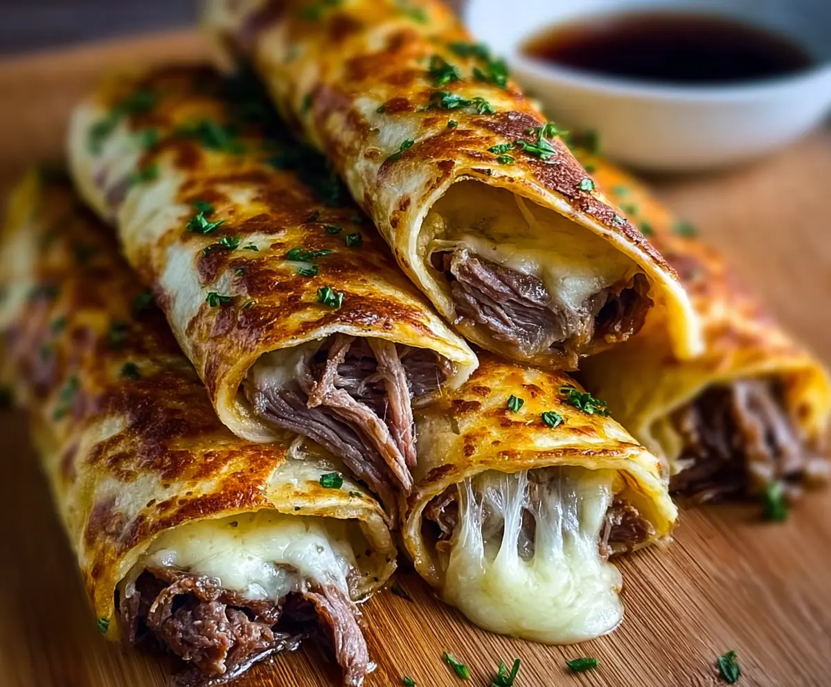 Easy French Dip Tortilla Roll Ups