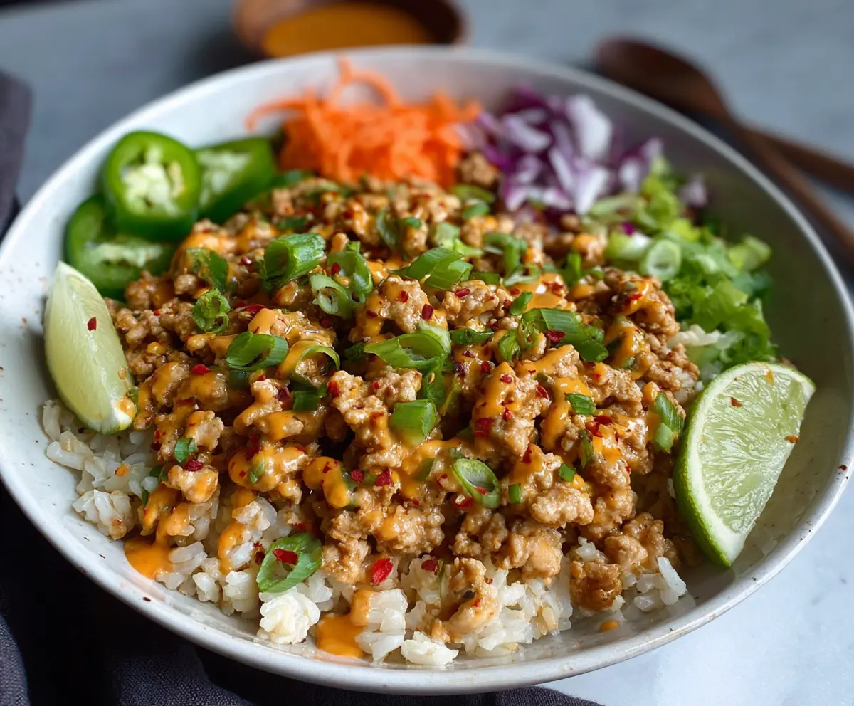 Easy Ground Turkey Rice Bowls with Bang Bang Sauce