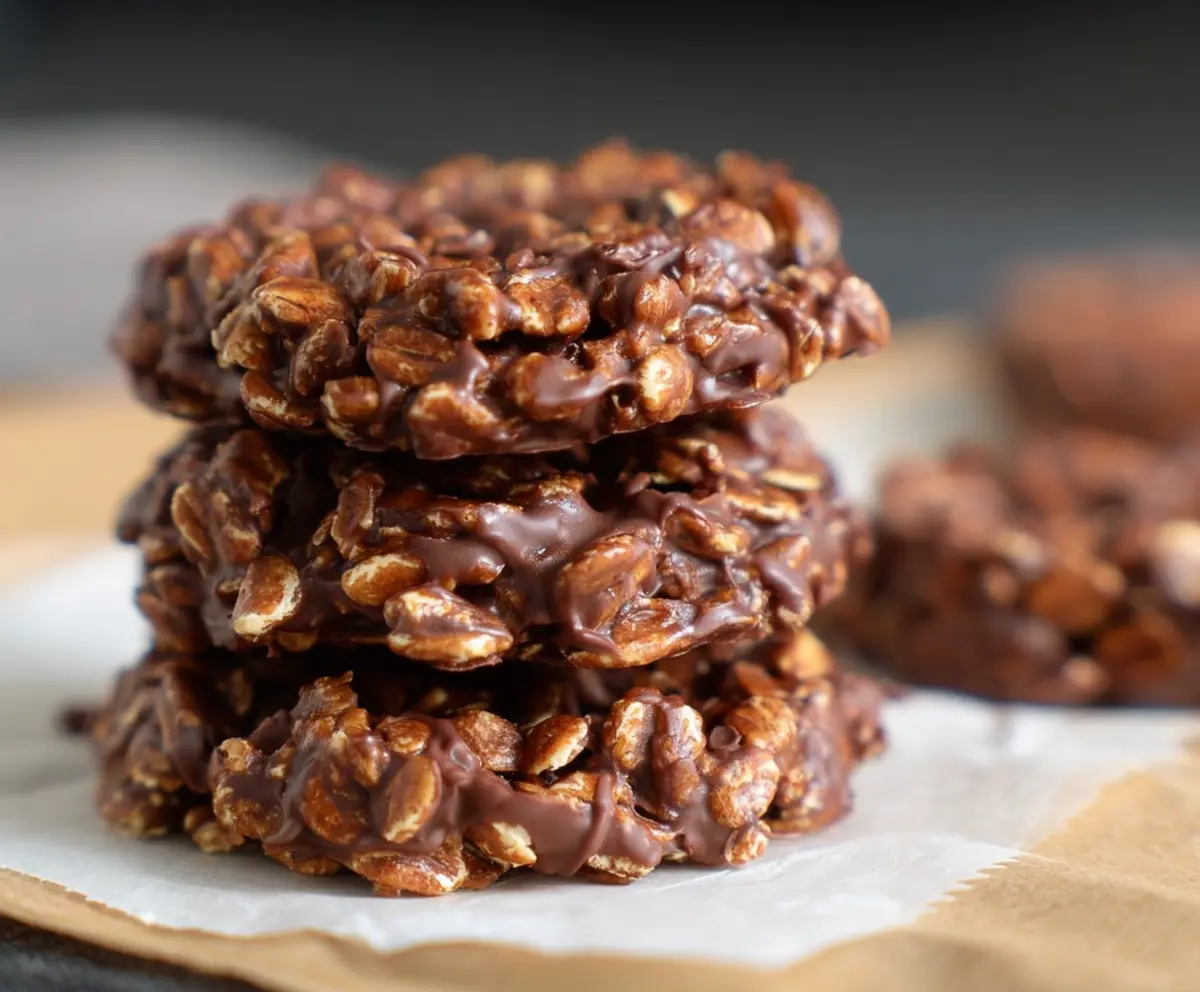 Delicious homemade no bake cookies on a plate, perfect for quick dessert cravings