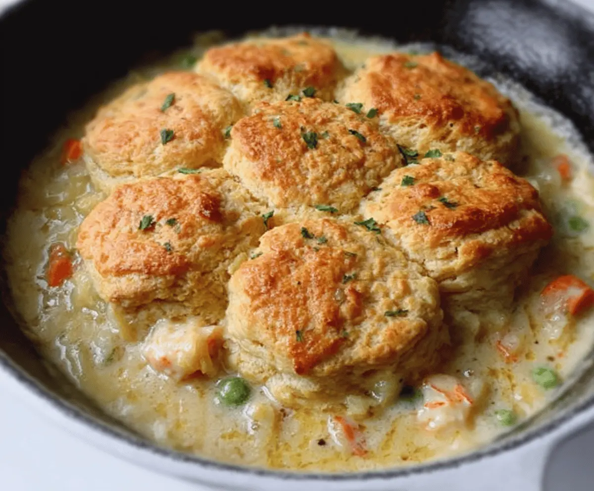 Delicious Red Lobster biscuit chicken pot pie served hot with flaky crust and creamy filling.