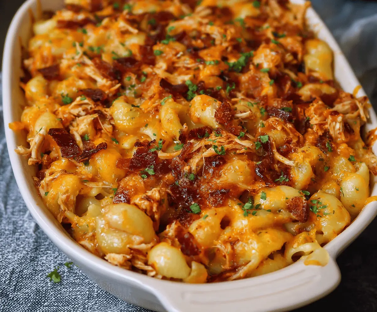 Creamy Shredded BBQ Chicken Mac & Cheese