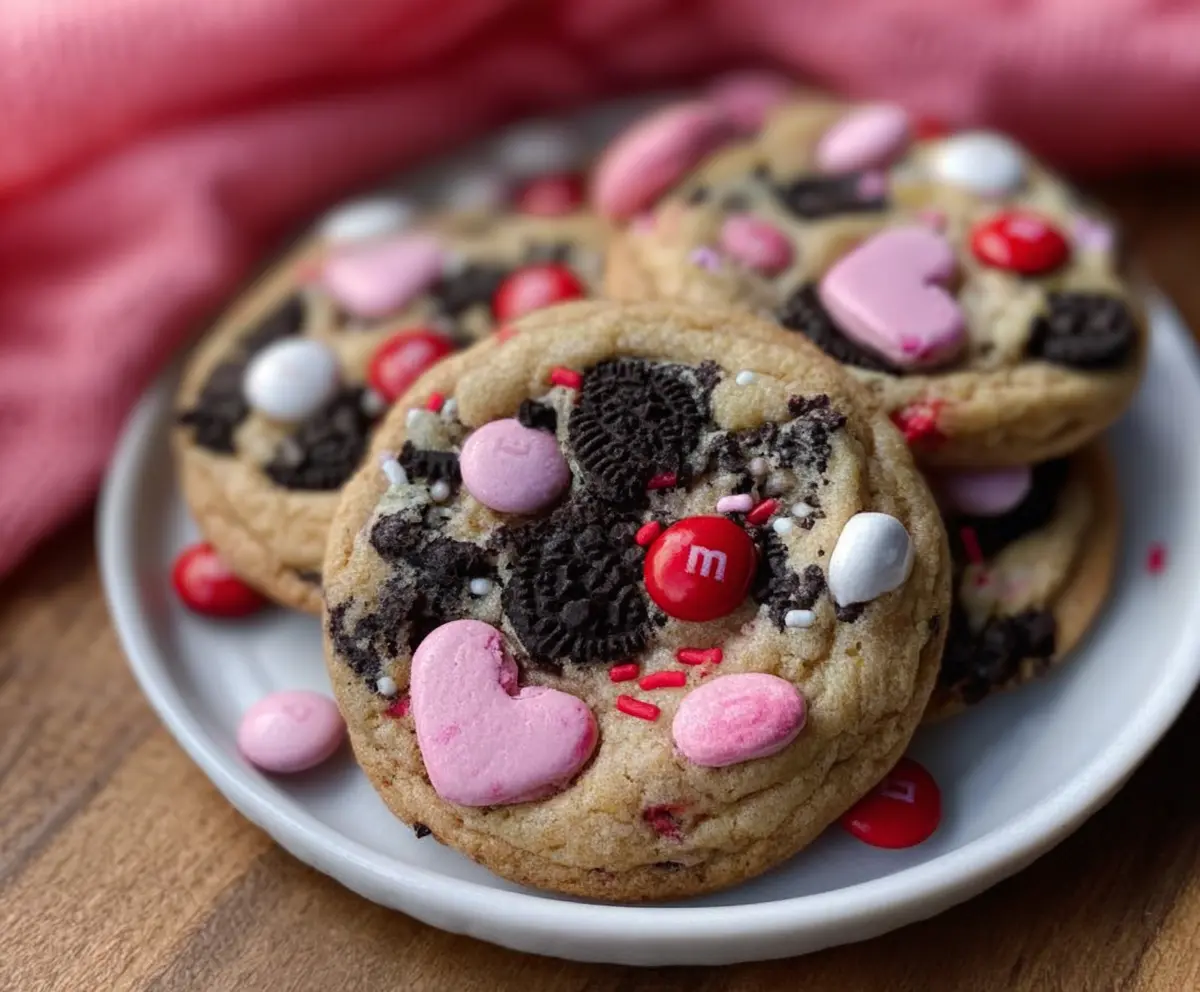 Easy Valentine's Day Oreo M&M Cookies