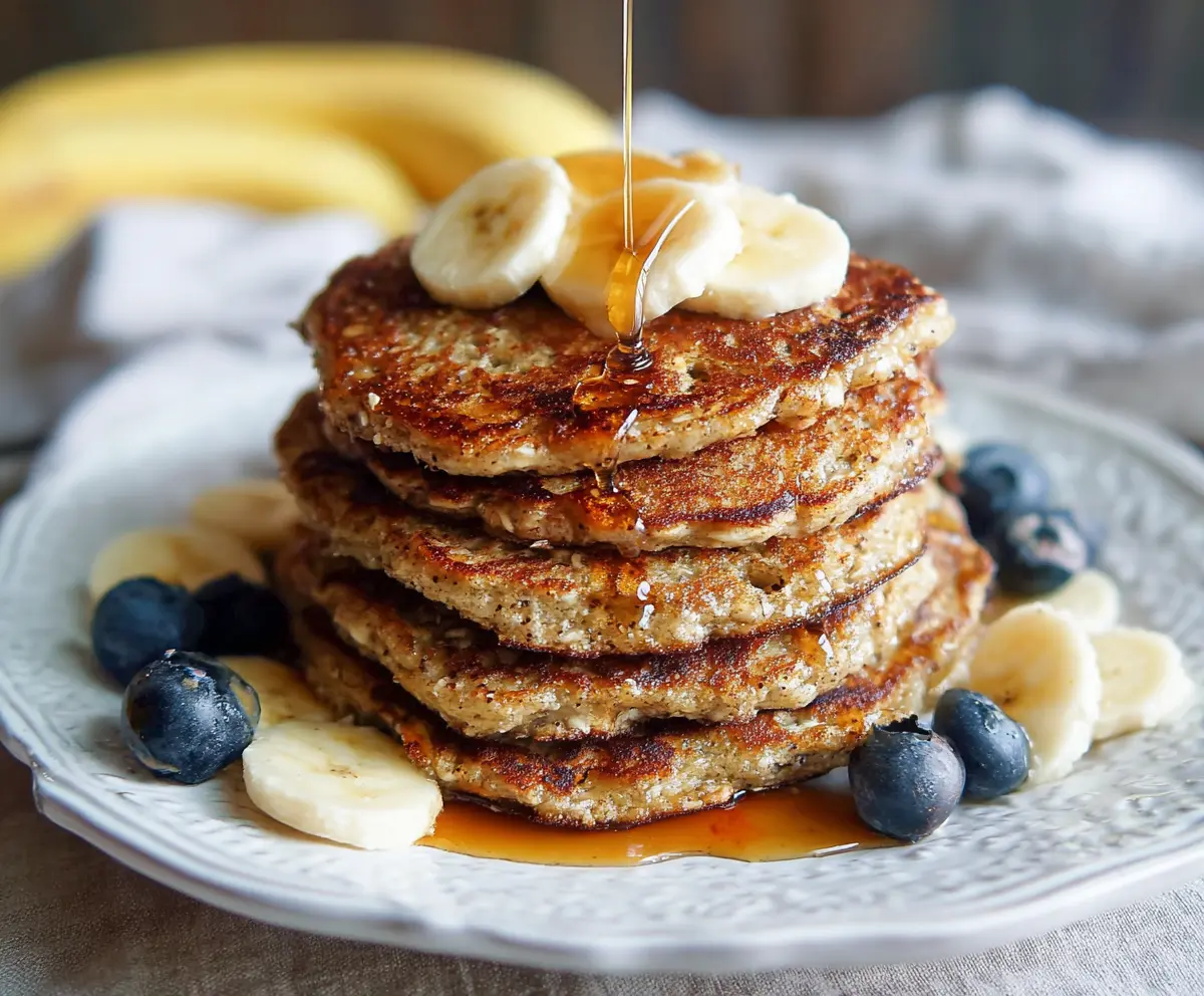 Easy 3 Ingredient Banana Oatmeal Pancakes