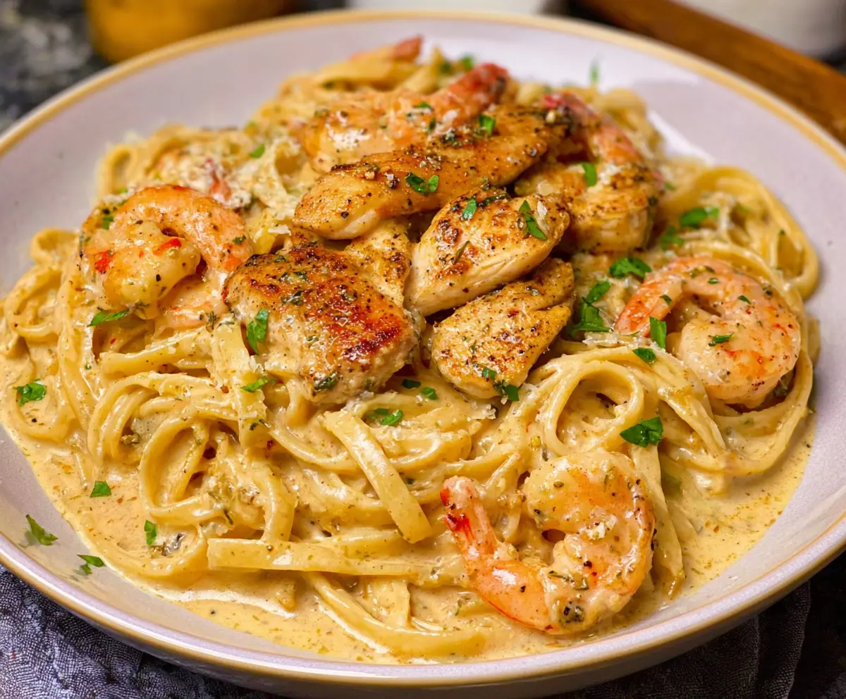 Easy Cajun Chicken & Shrimp Alfredo