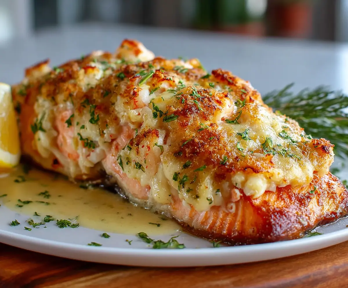 Easy Crab Shrimp Stuffed Salmon