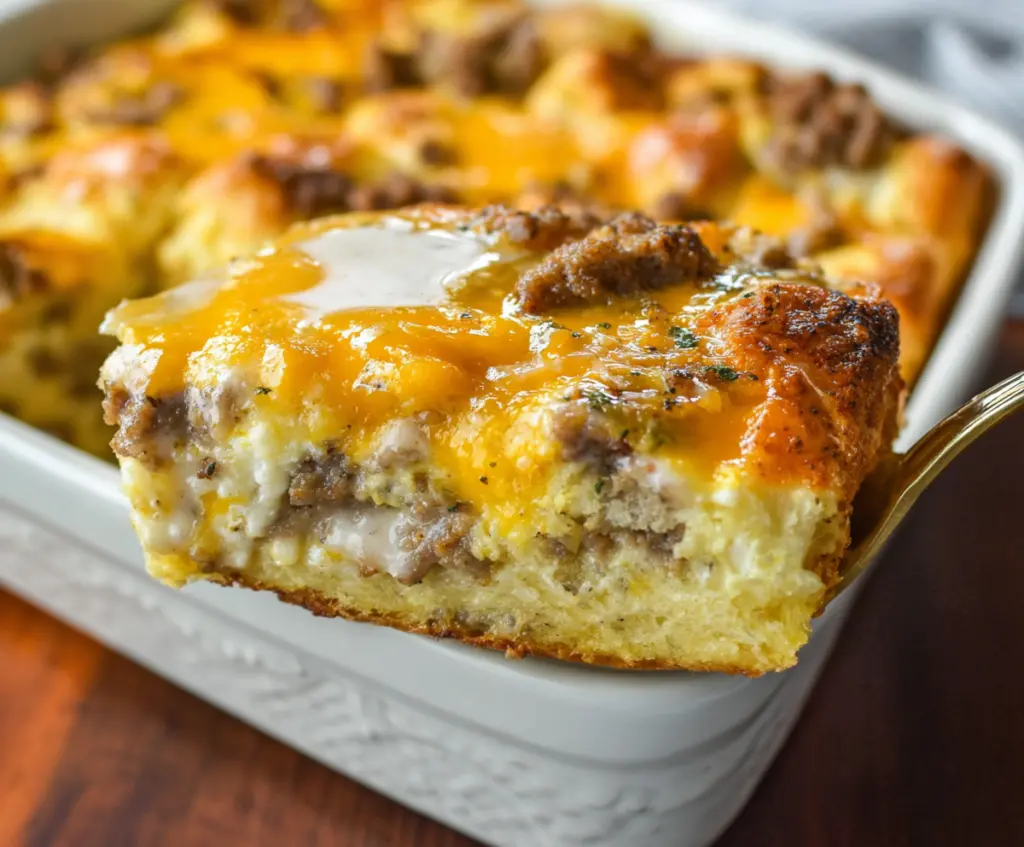 Easy Biscuits and Gravy Breakfast Casserole