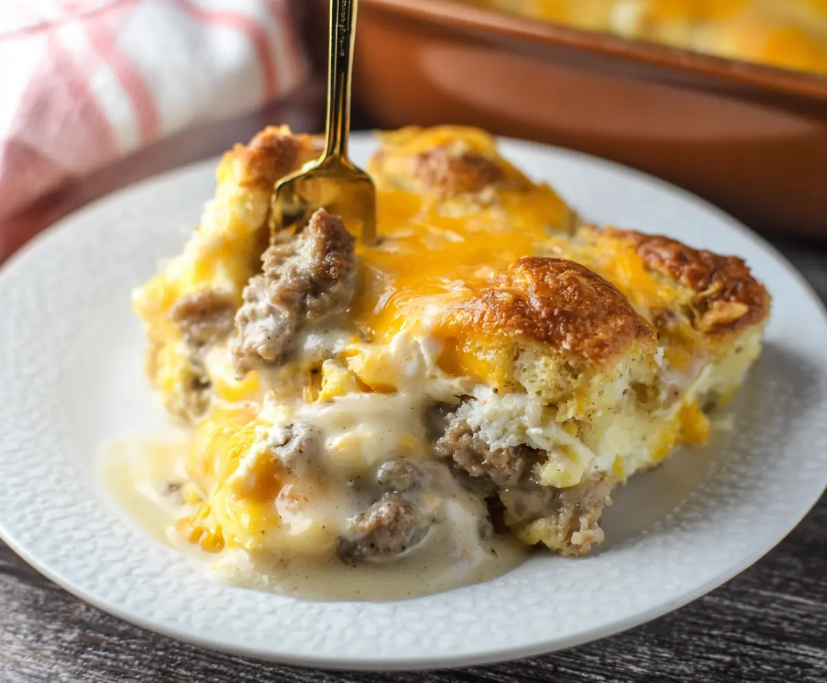 Easy Biscuits & Gravy Casserole