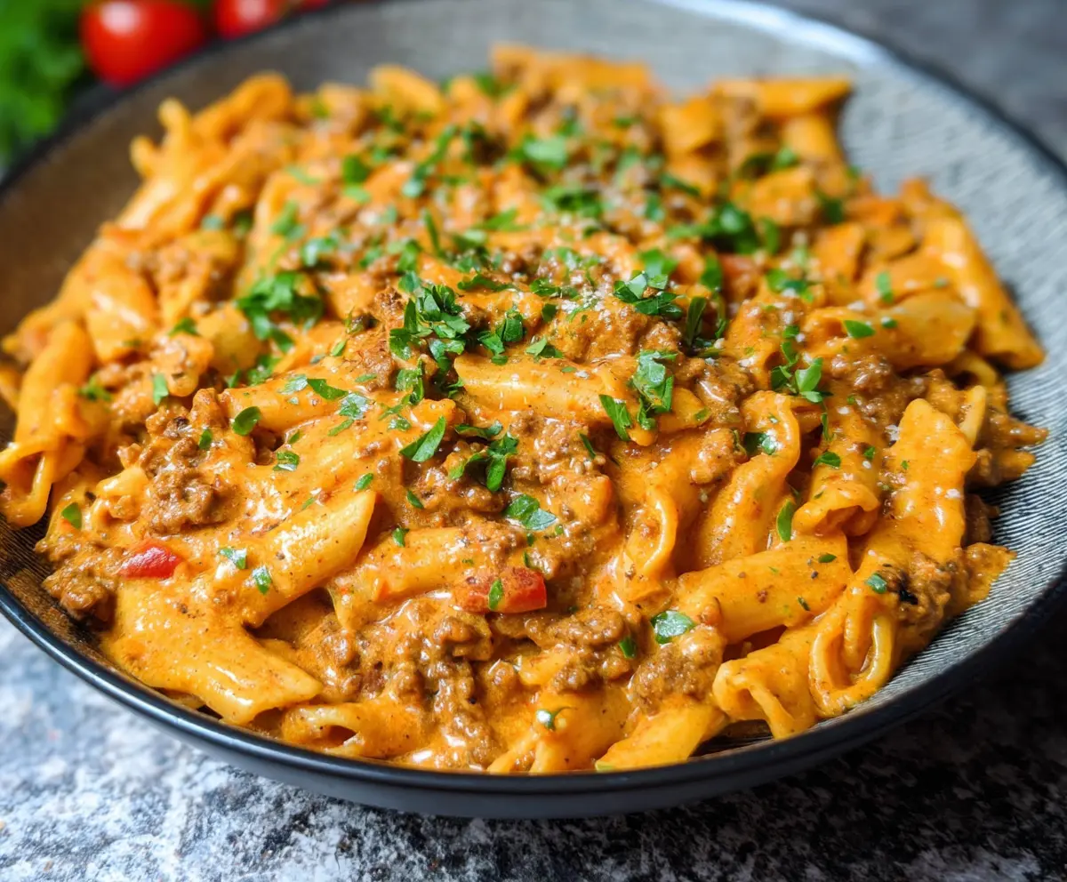 Creamy High Protein Beef Pasta